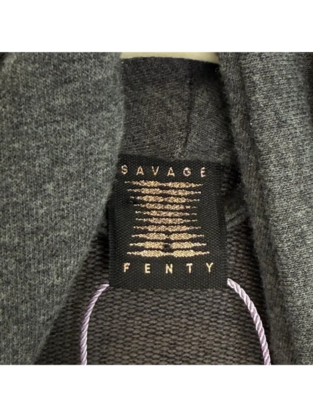 Savage Fenty Long Charcoal Gray Open Front Robe With Pockets, OS